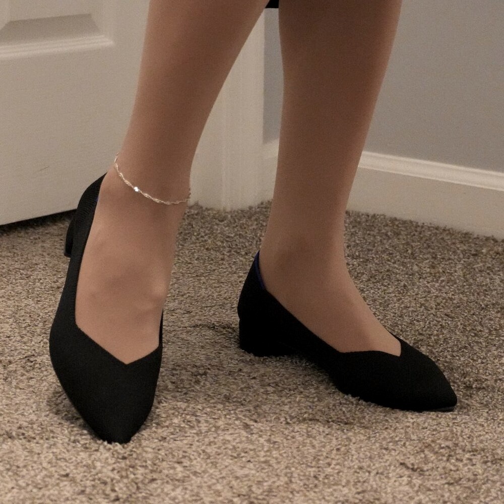 New Rothy's Heels Black Knit Fabric Size 9.5 - Picture 11 of 12
